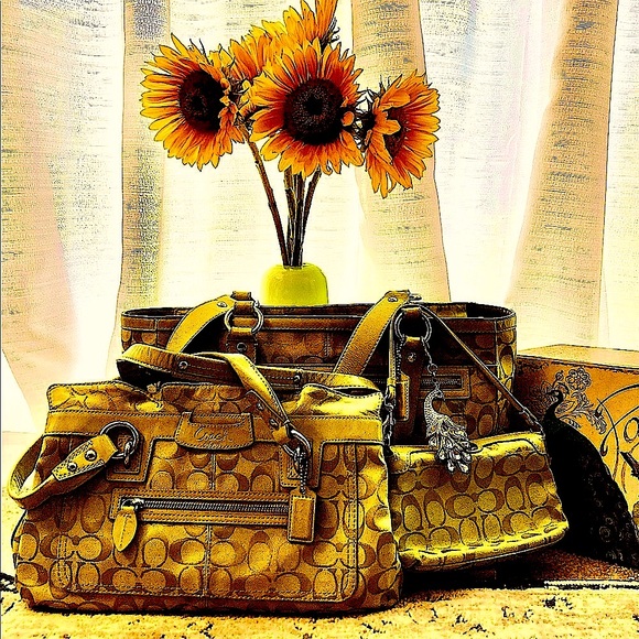 Coach Tote, Hobo and Bigger Wristlet. Brilliant Lime Green! - Picture 2 of 13